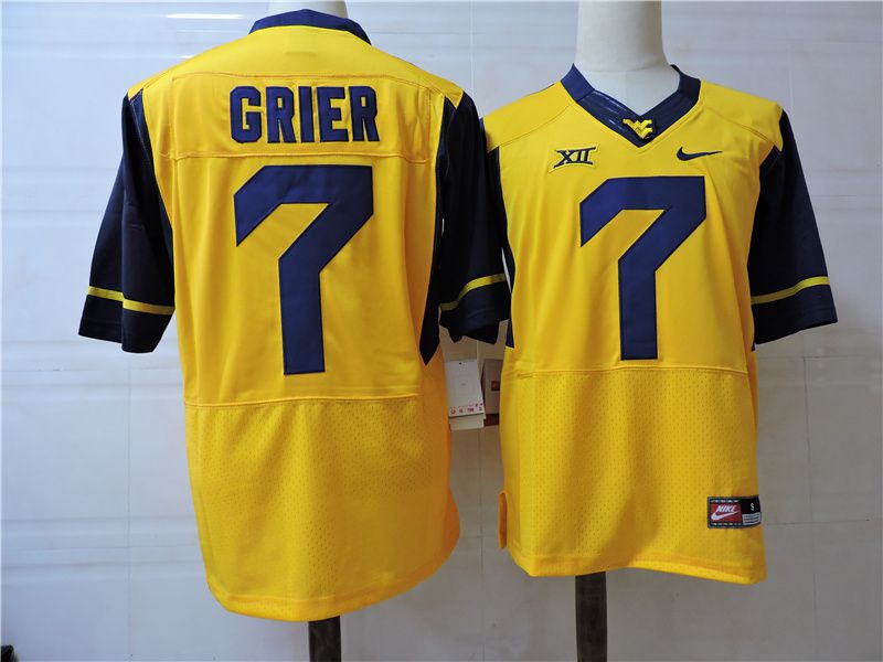Men West Virginia Mountaineers #7 Grier Yellow Elite Nike 2025 NCAA Jersey->ncaa teams->NCAA Jersey
